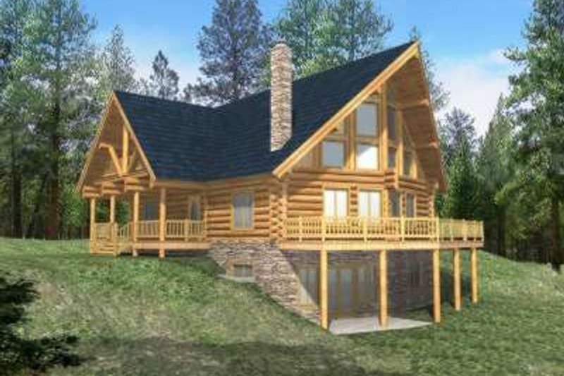 Dream House Plan - Log Exterior - Front Elevation Plan #117-397