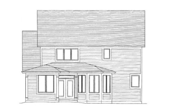 Exterior - Rear Elevation for Bungalow House Plan #46-435 - 4 bed, 2.5 bath