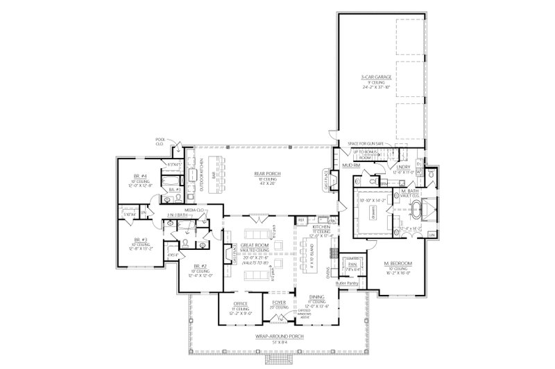 Dream House Plan - Floor Plan - Main Floor for Farmhouse House Plan #1074-62 - 4 bed, 3.5 bath