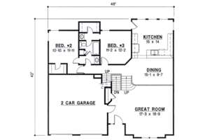 Floor Plan - Main Floor for Traditional House Plan #67-726 - 3 bed, 2 bath