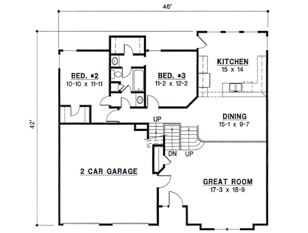 Traditional Style House Plan - 3 Beds 2 Baths 2303 Sq/Ft Plan #67-726 ...