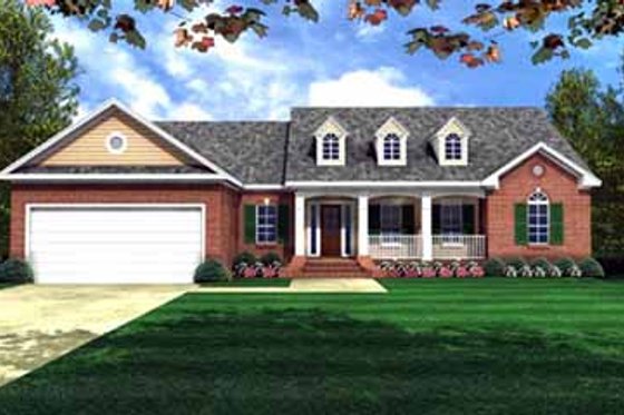 Exterior - Front Elevation for Southern House Plan #21-137 - 3 bed, 2 bath