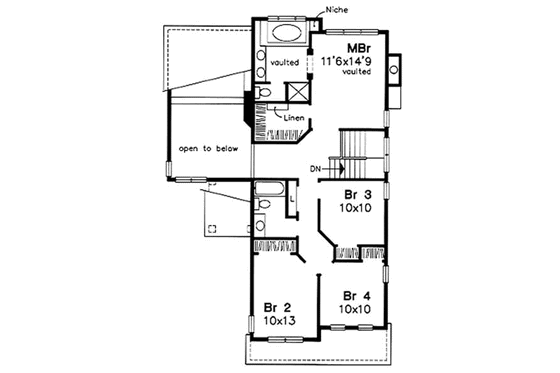 Floor Plan - Upper Floor for Traditional House Plan #50-160 - 4 bed, 2.5 bath