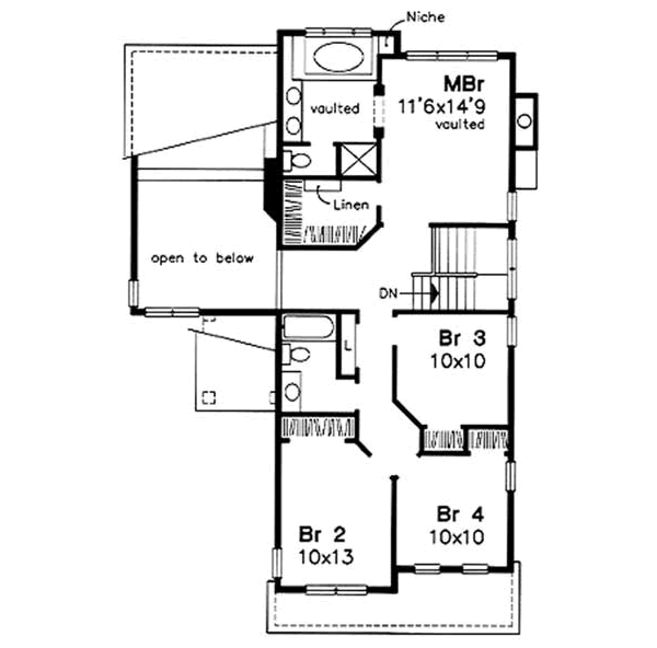 Traditional Floor Plan - Upper Floor Plan #50-160