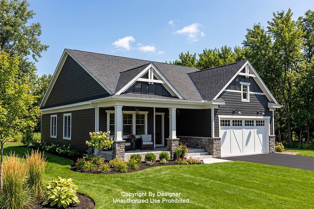 Exterior - Front Elevation 3 for Craftsman House Plan #51-1530 - 3 bed, 2 bath