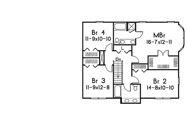 Southern Floor Plan - Upper Floor Plan #57-230
