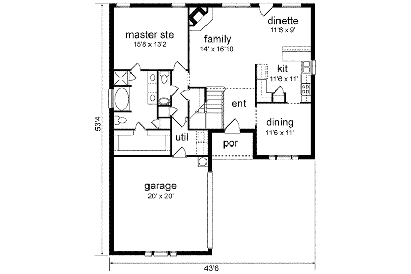 Home Plan - Floor Plan - Main Floor for European House Plan #84-234 - 5 bed, 2.5 bath