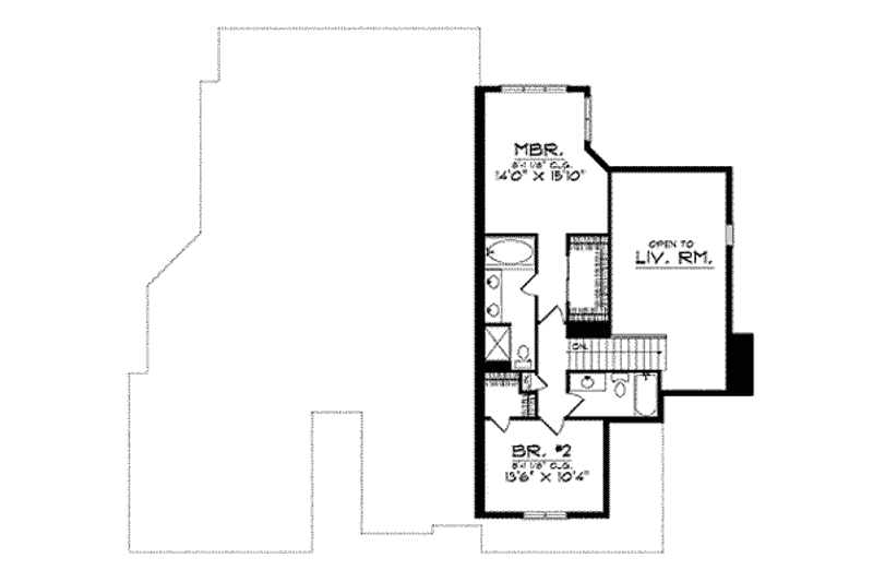 Home Plan - Floor Plan - Upper Floor for Traditional House Plan #70-654 - 2 bed, 2 bath