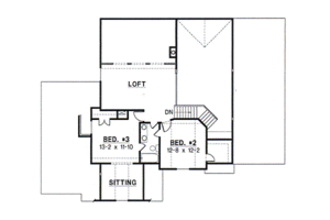 Floor Plan - Upper Floor for Traditional House Plan #67-409 - 3 bed, 2.5 bath
