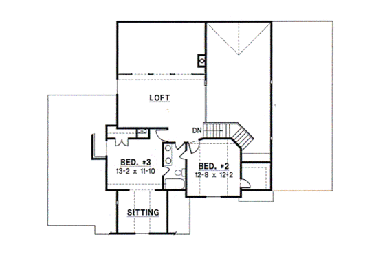 Floor Plan - Upper Floor for Traditional House Plan #67-409 - 3 bed, 2.5 bath
