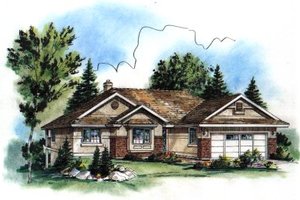 Ranch Exterior - Front Elevation Plan #18-1024