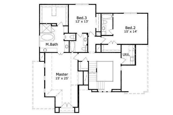 Floor Plan - Upper Floor for Mediterranean House Plan #411-593 - 3 bed, 3.5 bath