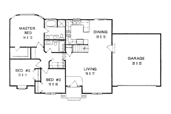 Floor Plan - Main Floor for Traditional House Plan #58-129 - 3 bed, 2 bath