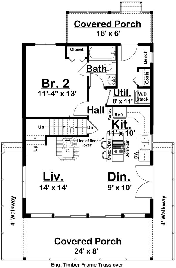 Dream House Plan - Floor Plan - Main Floor for Cabin House Plan #126-181 - 2 bed, 2 bath