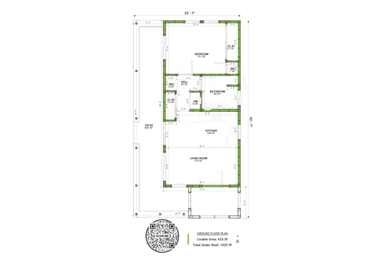 Floor Plan - Main Floor for Mediterranean House Plan #1106-24 - 1 bed, 1 bath