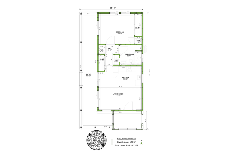 House Design - Floor Plan - Main Floor for Mediterranean House Plan #1106-24 - 1 bed, 1 bath