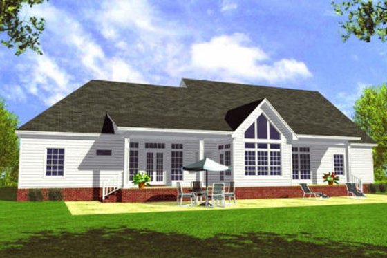 Exterior - Rear Elevation for Farmhouse House Plan #21-117 - 4 bed, 3 bath