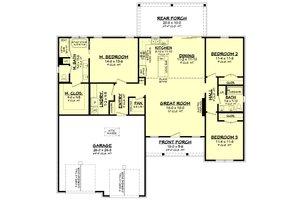 Floor Plan - Main Floor for Farmhouse House Plan #430-367 - 3 bed, 2 bath