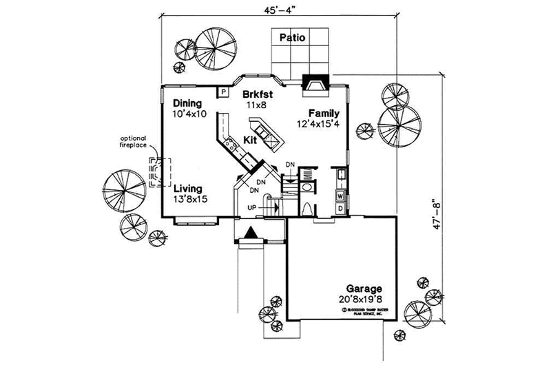 House Blueprint - Floor Plan - Main Floor for Traditional House Plan #50-163 - 4 bed, 2.5 bath