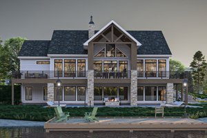 Exterior - Rear Elevation for Beach House Plan #455-483 - 2 bed, 2.5 bath