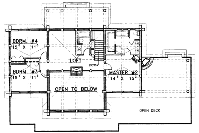 Dream House Plan - Floor Plan - Upper Floor for Log House Plan #117-401 - 4 bed, 3.5 bath