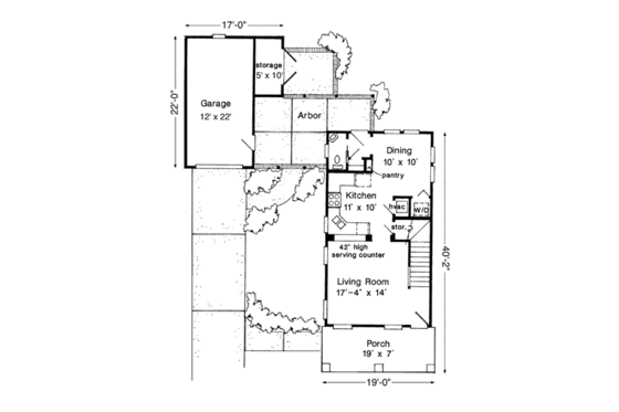 Floor Plan - Main Floor for Country House Plan #410-172 - 2 bed, 1.5 bath