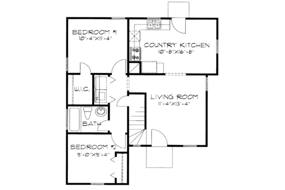 Floor Plan - Main Floor for Traditional House Plan #43-101 - 3 bed, 1 bath