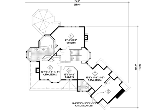 Floor Plan - Upper Floor for Victorian House Plan #25-4781 - 3 bed, 2 bath