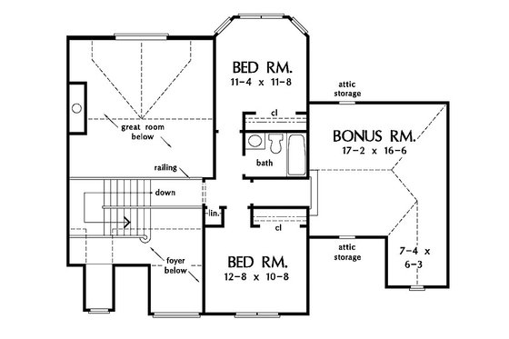 Floor Plan - Upper Floor for European House Plan #929-570 - 4 bed, 3 bath