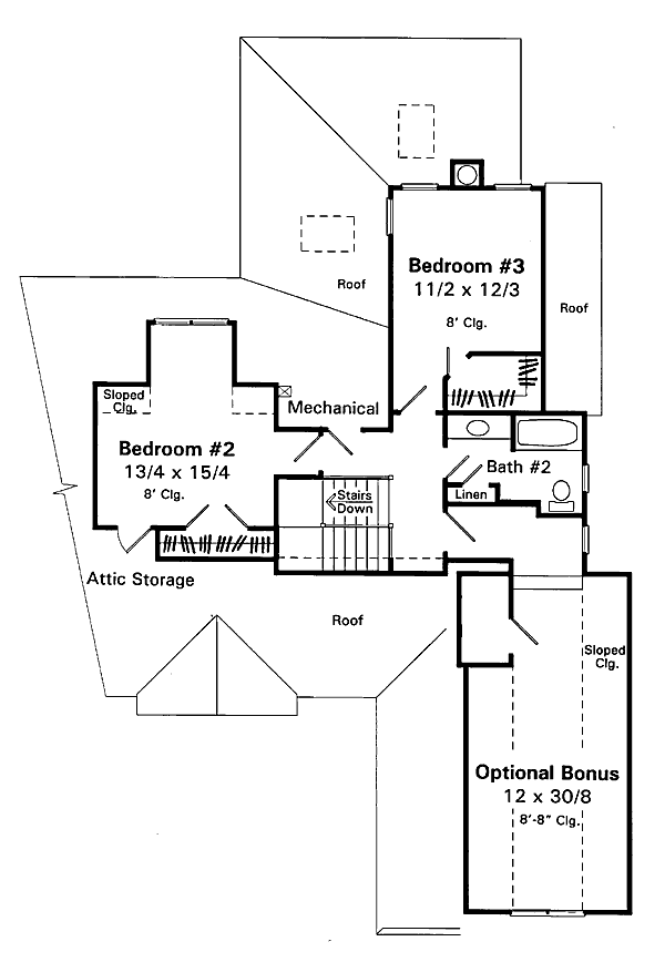 Traditional Floor Plan - Upper Floor Plan #41-145