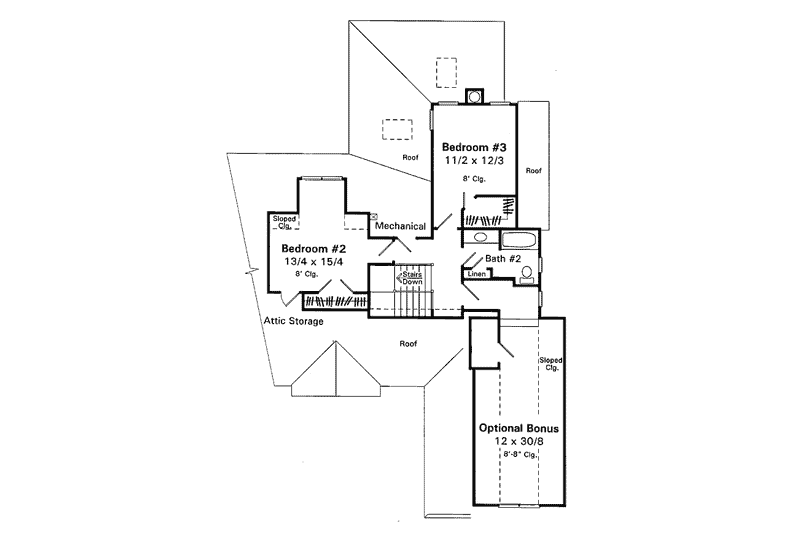 Architectural House Design - Floor Plan - Upper Floor for Traditional House Plan #41-145 - 3 bed, 2.5 bath