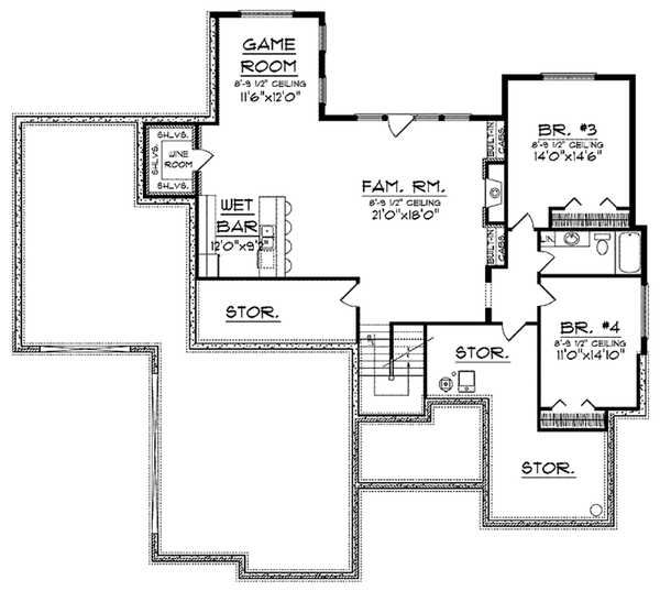 Dream House Plan - Craftsman Floor Plan - Lower Floor Plan #70-919