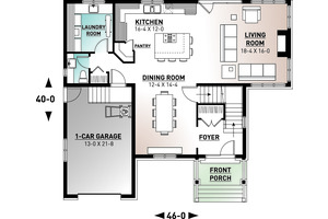 Floor Plan - Main Floor for Traditional House Plan #23-2285 - 4 bed, 2.5 bath