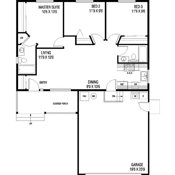 Architectural House Design - Ranch Floor Plan - Main Floor Plan #60-611