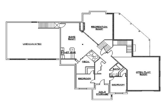 Floor Plan - Lower Floor for Traditional House Plan #5-433 - 7 bed, 6 bath
