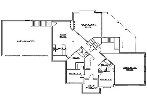 Home Plan - Traditional Floor Plan - Lower Floor Plan #5-433