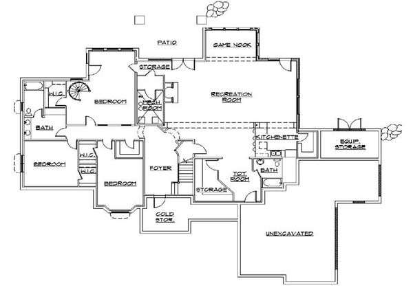 House Plan Design - European Floor Plan - Lower Floor Plan #5-424