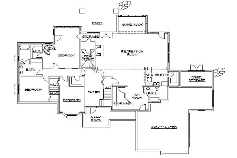 Dream House Plan - Floor Plan - Lower Floor for European House Plan #5-424 - 7 bed, 5 bath