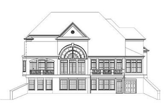 Exterior - Rear Elevation for European House Plan #119-249 - 4 bed, 4 bath