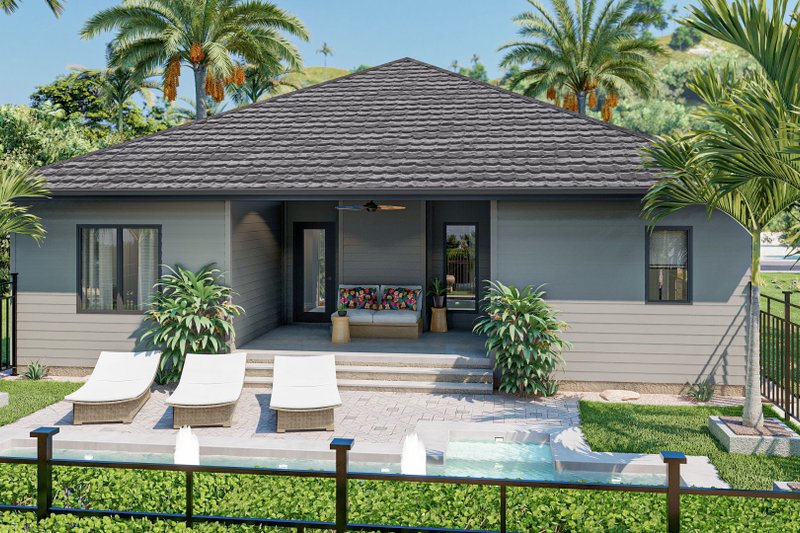 Architectural House Design - Exterior - Rear Elevation for Mediterranean House Plan #455-135 - 3 bed, 2 bath