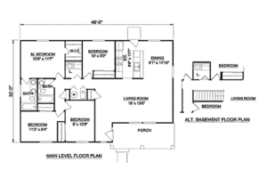 Floor Plan - Main Floor for Ranch House Plan #116-237 - 4 bed, 2 bath