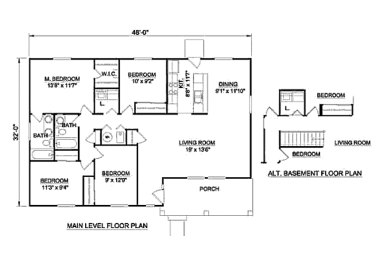 Floor Plan - Main Floor for Ranch House Plan #116-237 - 4 bed, 2 bath