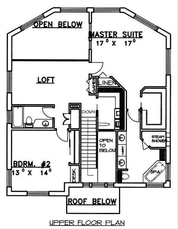 Architectural House Design - Traditional Floor Plan - Upper Floor Plan #117-163