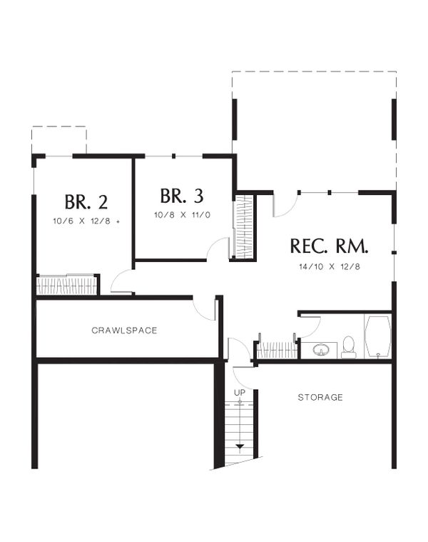 Architectural House Design - Lower Level Floor Plan - 2000 square foot Traditional home