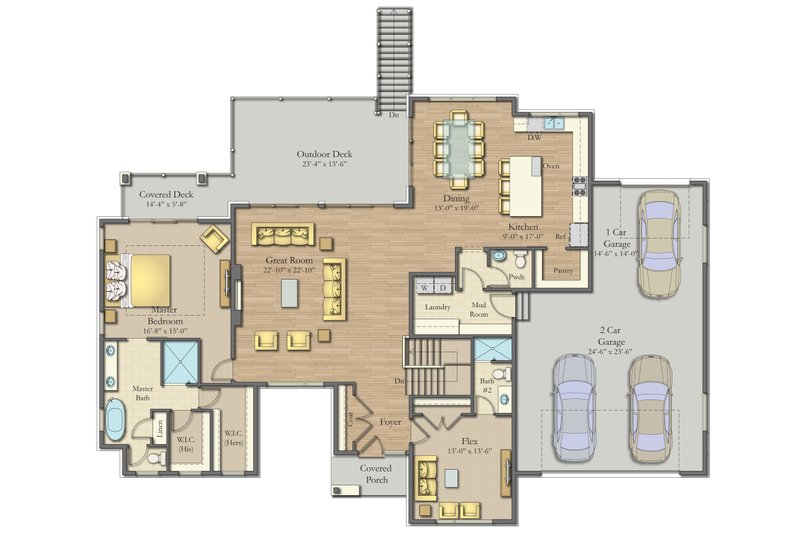 Dream House Plan - Floor Plan - Main Floor for Modern House Plan #1057-25 - 4 bed, 4 bath