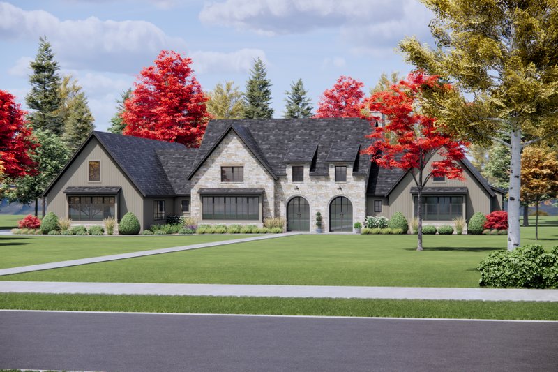 Architectural House Design - Exterior - Front Elevation 3 for Tudor House Plan #1096-19 - 4 bed, 4.5 bath