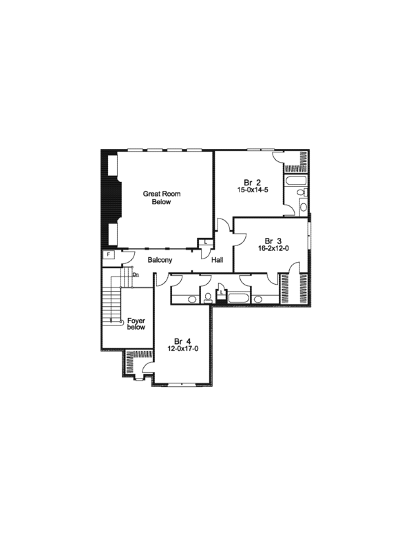 European Floor Plan - Upper Floor Plan #57-576