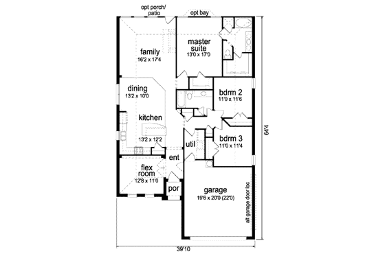 Floor Plan - Main Floor for Traditional House Plan #84-334 - 3 bed, 2 bath
