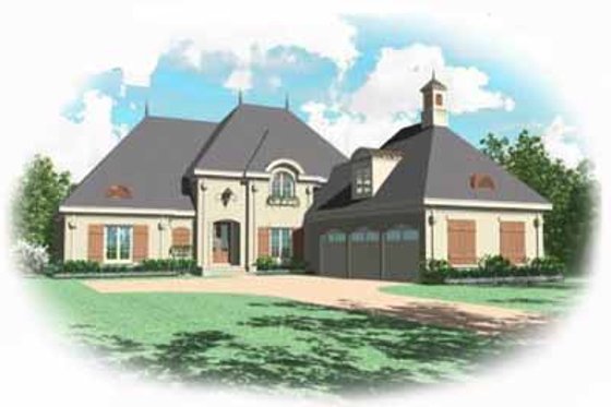 Exterior - Front Elevation for European House Plan #81-387 - 4 bed, 3 bath