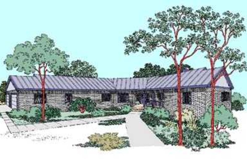 Architectural House Design - Ranch Exterior - Front Elevation Plan #60-480